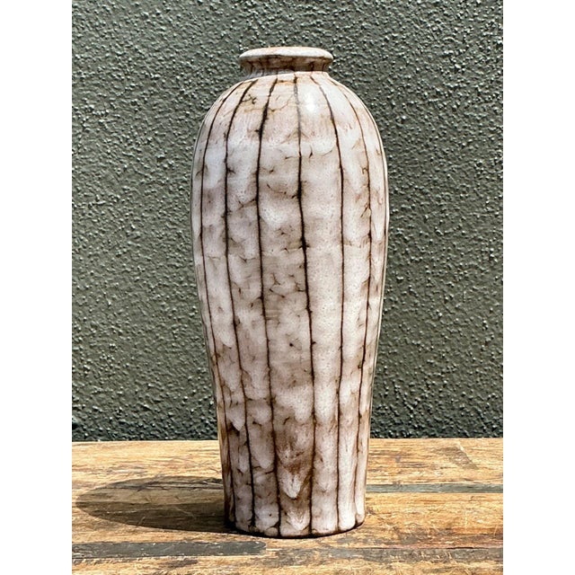 Vintage Brown and White Ceramic Vase For Sale - Image 12 of 16
