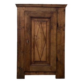 Antique Walnut Cabinet with Diamond-Shaped Door, 1800s For Sale