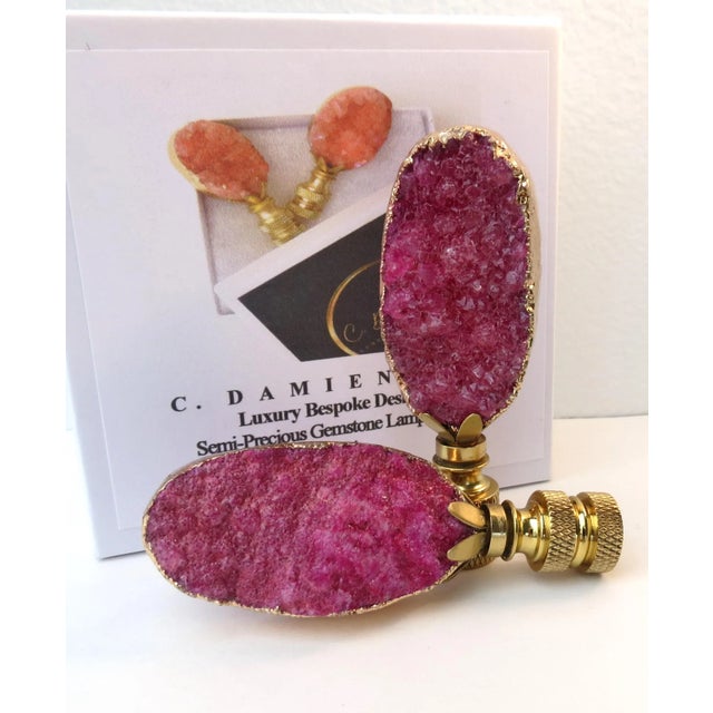 Luxury Hollywood Regency Raspberry Pink and 14 Kt Gold Geode Lamp ...