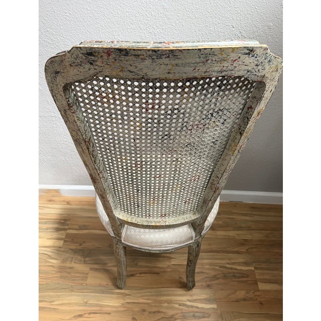 Wood Vintage Cane Back Decorative Chair For Sale - Image 7 of 8