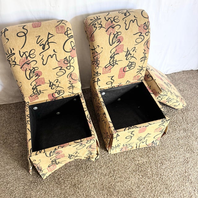 Vintage Postmodern Chinoiserie Dining Chairs With Storage - A Pair For Sale - Image 4 of 10