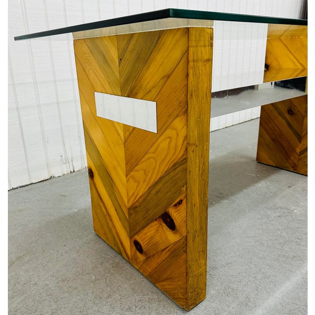 Mid-Century Modern Vintage Modern Paul Evans Style Glass Console Table For Sale - Image 3 of 7