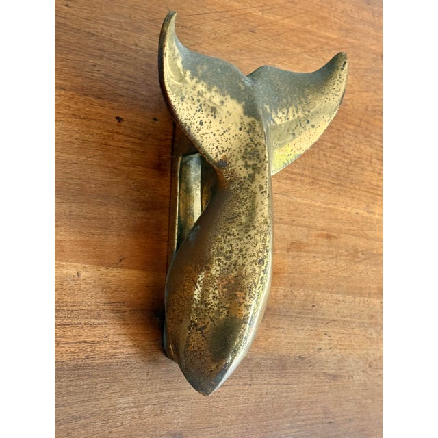 1970s Rustic Nautical Brass Whale Door Knocker For Sale - Image 5 of 8