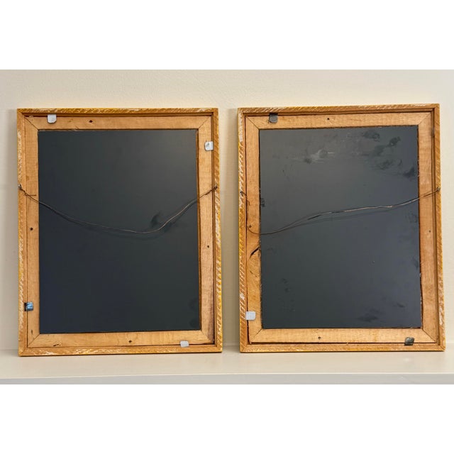 Vintage Boho Chic Tortoise Shell Bamboo & Mustard Yellow Wall Mirrors, a Pair For Sale - Image 10 of 10