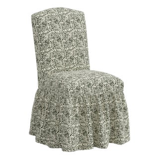 Stoffer Home x Cloth & Company Thelma Ruffle Camel Back Dining Chair in Willow Vine Olive For Sale
