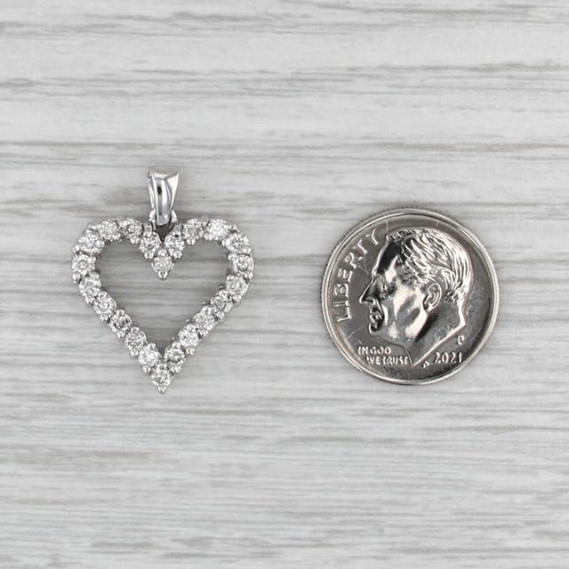 Mid 20th Century Mid 20th Century 0.73ctw Diamond Open Heart Pendant 10k White Gold For Sale - Image 5 of 5