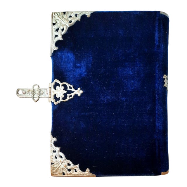 (1853) Blue Velvet Christian "Book of Hours" With Silver Clasp & Corners - Antique Devotional Christian Bible Art For Sale - Image 6 of 15