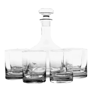 Blown Crystal Decanter & Glassware - 7 Pc