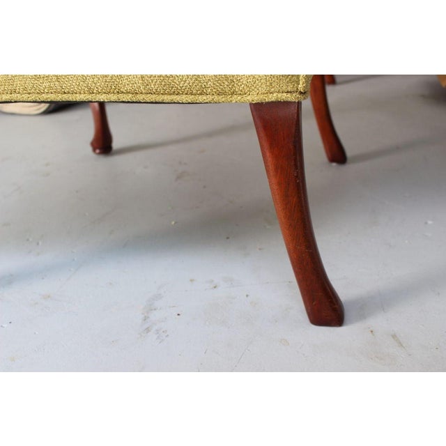 Vintage Queen Anne Style Chenille Wingback Chairs - Set of 2 For Sale - Image 14 of 14