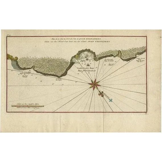 Gold Antique Chilean Chart, 1750 For Sale - Image 8 of 8