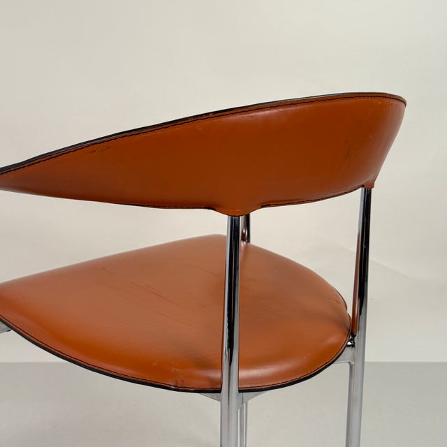 Pair of Vintage Cognac Leather P40 Chairs by Vegni & Gualtierotti for Fasem For Sale - Image 11 of 12