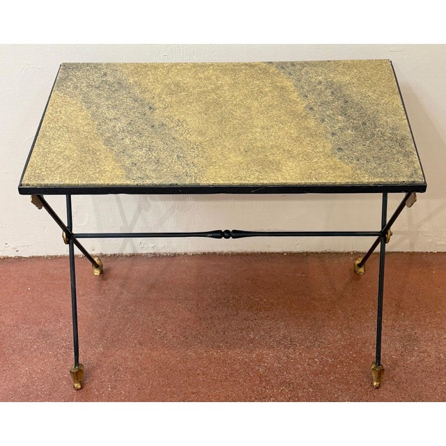 Maison Jansen Style Gilt-Iron Arrow Motif Side Table, France, 1970s For Sale - Image 13 of 18