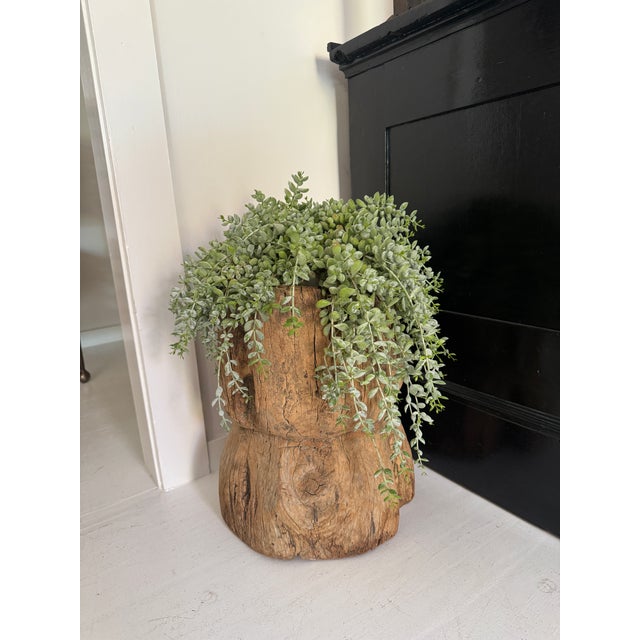 Rustic Vintage Rustic Wood Stump Planter For Sale - Image 3 of 12