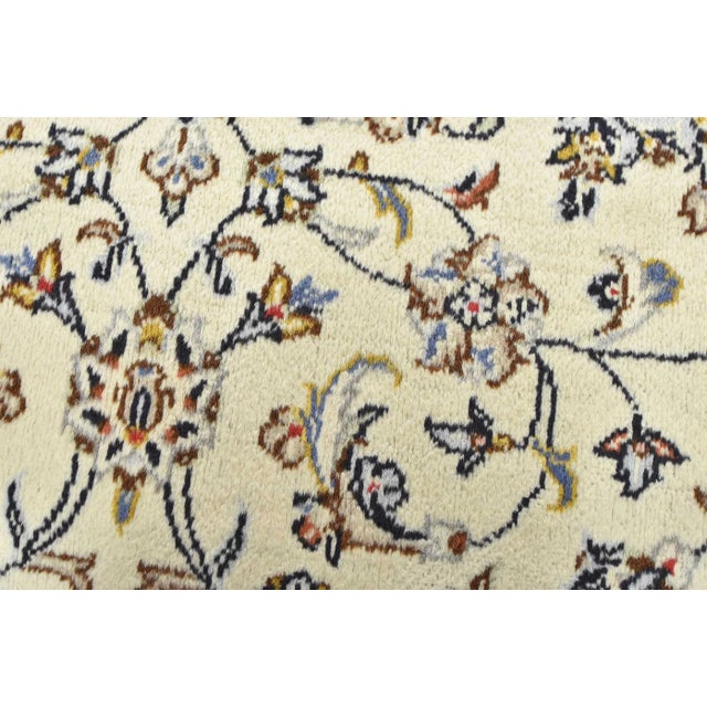 Kashan Rug 8'2'' X 11'7'' Ivory Wool Vintage Traditional Hand-Knotted Carpet For Sale - Image 4 of 14