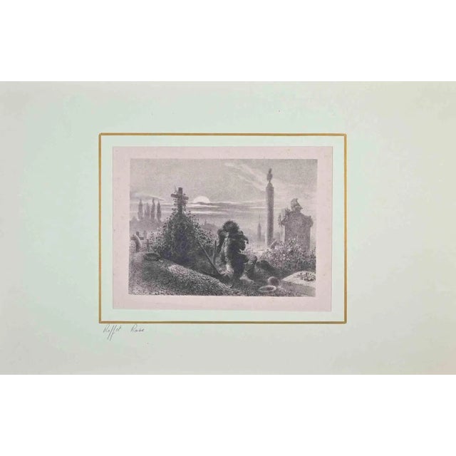 Auguste Raffet, In Cemetery, Lithograph, 1854 For Sale