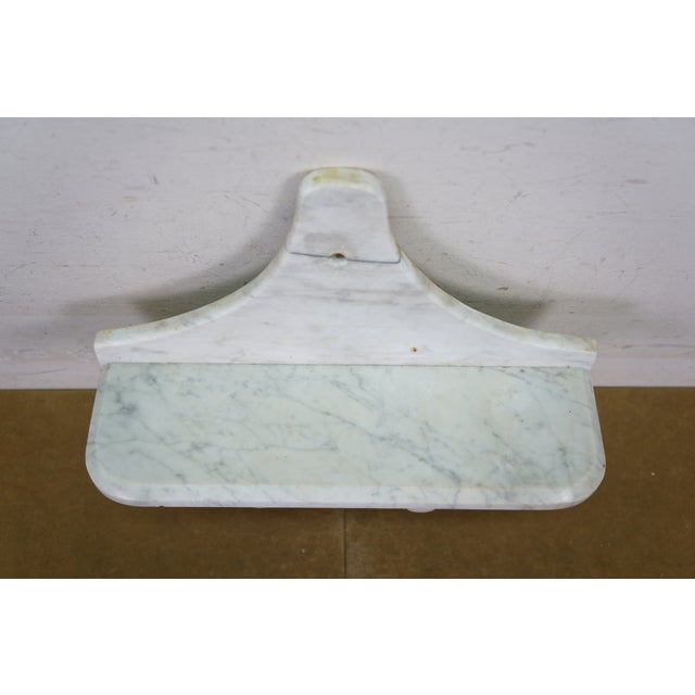 Antique Victorian White Carrara Marble Bathroom Wall Sconce Shelf 15" For Sale - Image 6 of 13