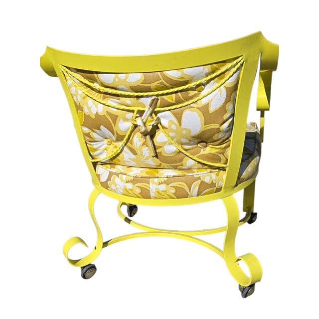 Vintage O.W. Lee “Alphonse” Yellow Wrought Iron Patio Set – Hollywood Regency Palm Springs 6-Piece Collection For Sale - Image 4 of 10
