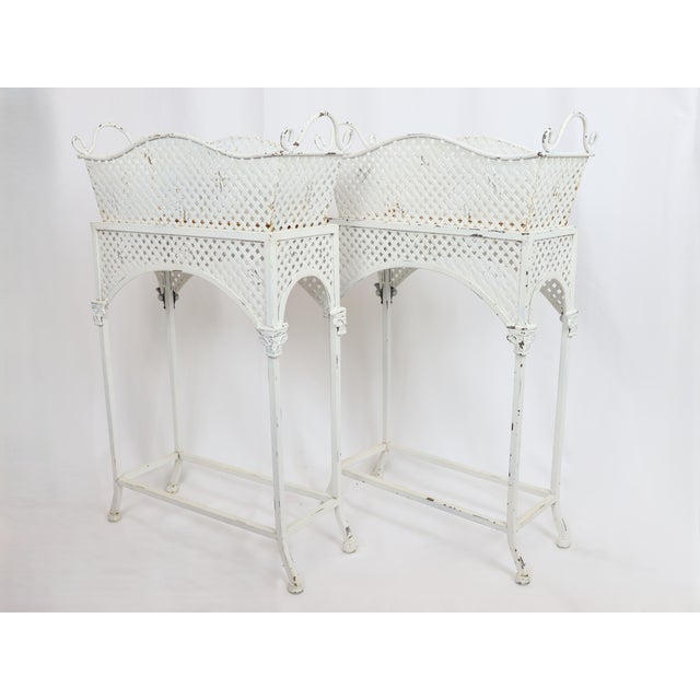 Metal Vintage Art Deco Inspired Metal Window Planters - A Pair For Sale - Image 7 of 12