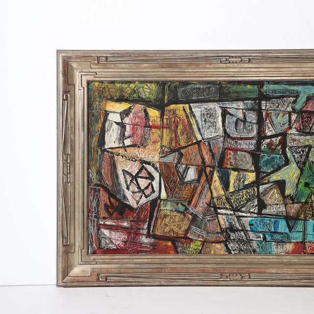 Red Mid-Century Abstract Textural Composition in Oil on Canvas Painting by Louis Schanker For Sale - Image 8 of 18