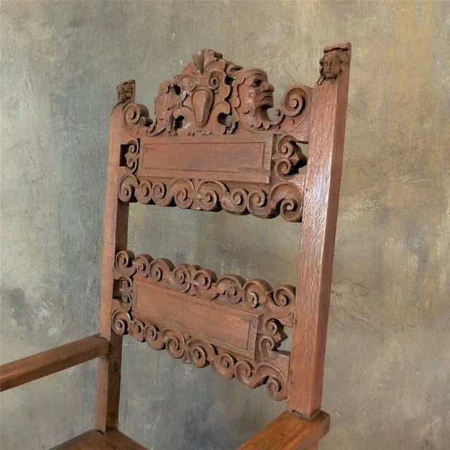Carved Throne Chair, 1880s For Sale - Image 9 of 11