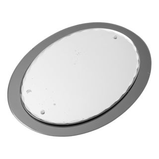 Oval Wall Mirror with Smoked Glass Frame, 1960s For Sale