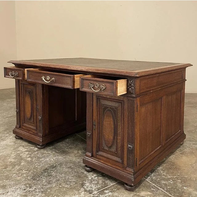 Antique French Louis XVI Neoclassical Double Faced Desk For Sale - Image 9 of 13