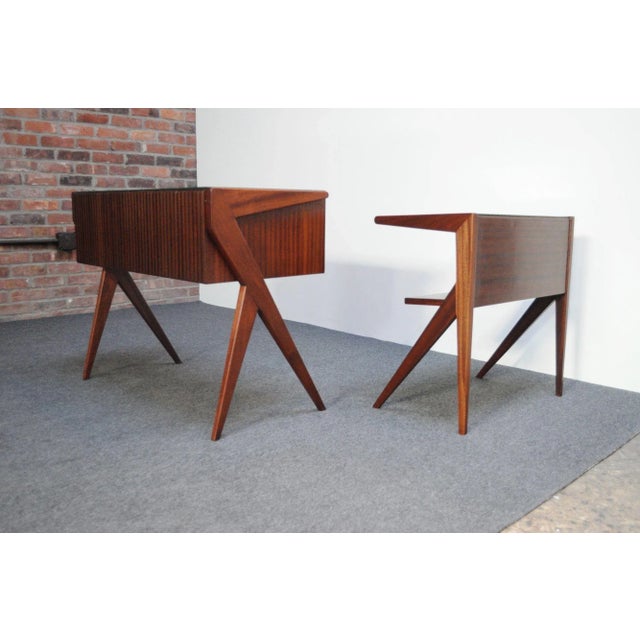 Green Silvio Cavatorta Diminutive Desk With Companion Table in Walnut and Green Glass For Sale - Image 8 of 12