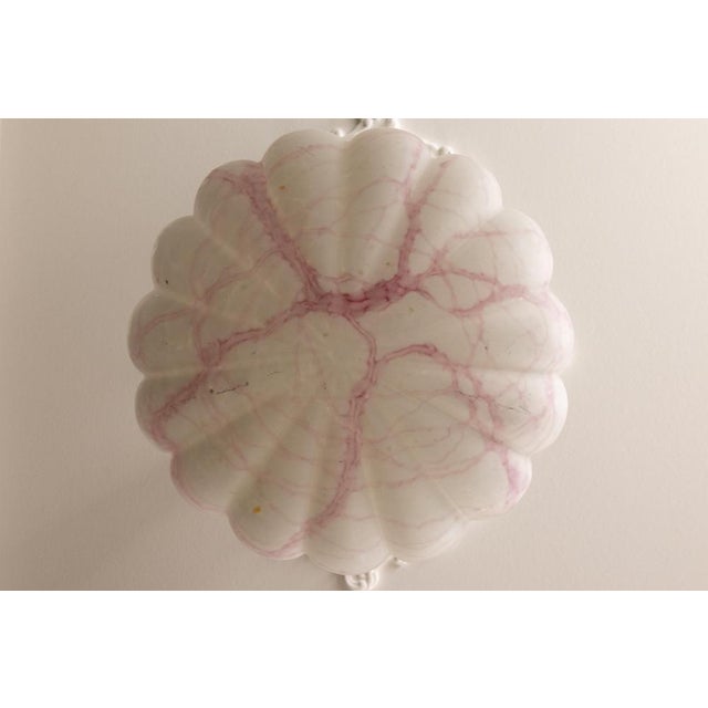 Metal Art Deco White and Pink Marbled Glass and Brass Pendant Light, 1930s For Sale - Image 7 of 18