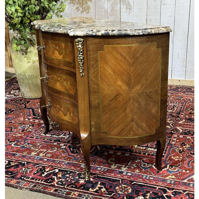Louis XV Commode in Rosewood, Oak and Marble Top, 1960s For Sale - Image 17 of 18