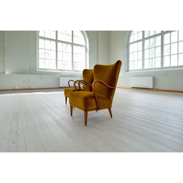 Modern Art Deco vLounge Chairs in Velvet, Sweden, 1940s, Set of 2 For Sale - Image 9 of 18