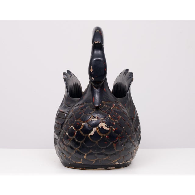 Black Large Mid-Century Black Wooden Swan, 1960s For Sale - Image 8 of 13