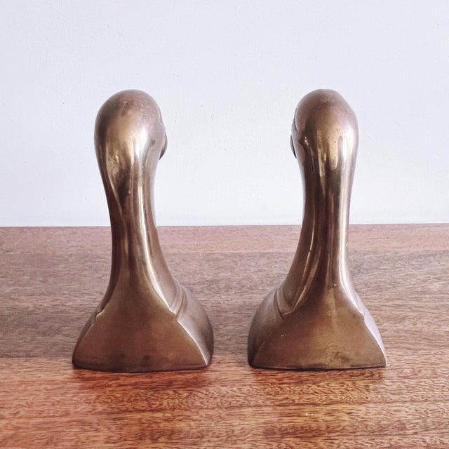 Mid-Century Modern Vintage Brass Duck Bookends - Made in Korea For Sale - Image 3 of 5
