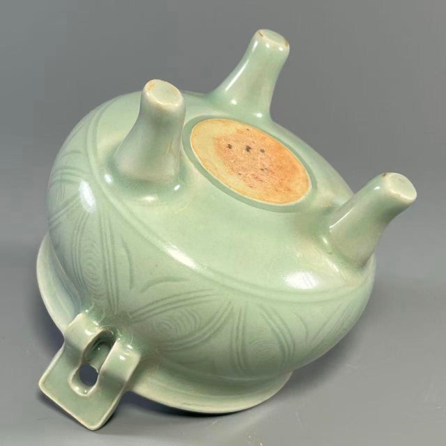 Chinese Longquan Celadon Tripod Censer, Twin Handles Incense Burner For Sale - Image 4 of 5