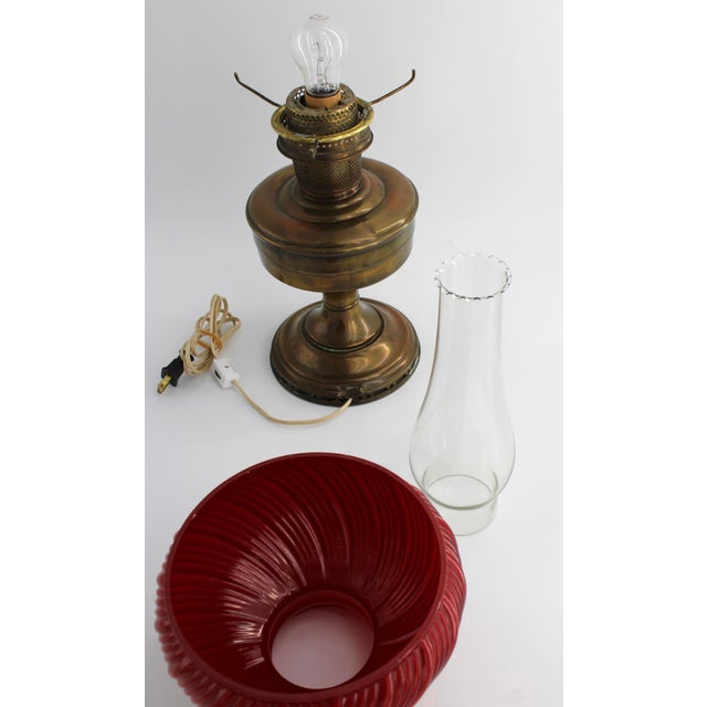 Vintage Aladdin Model 12 Electrified Oil Table Lamp With Swirled Glass Shade, Mantle For Sale - Image 13 of 18
