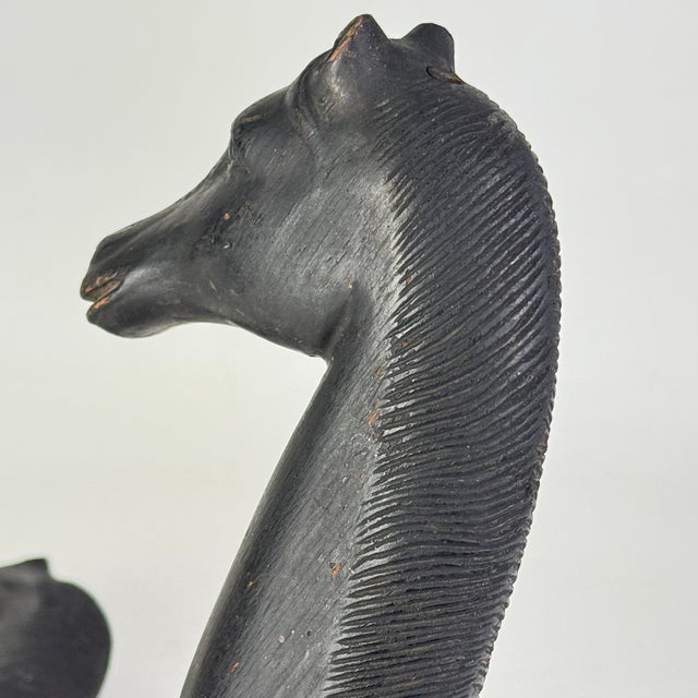 Antique Wooden Hand Carved Pair of Americana Horse Head Barn Bridle Hooks, Sculpture For Sale - Image 10 of 14