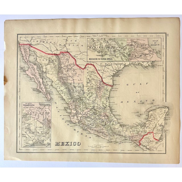 Late 19th Century Mexico to Vera Cruz and Tehuantepec, Original Map by Gray, 1884 For Sale - Image 5 of 5