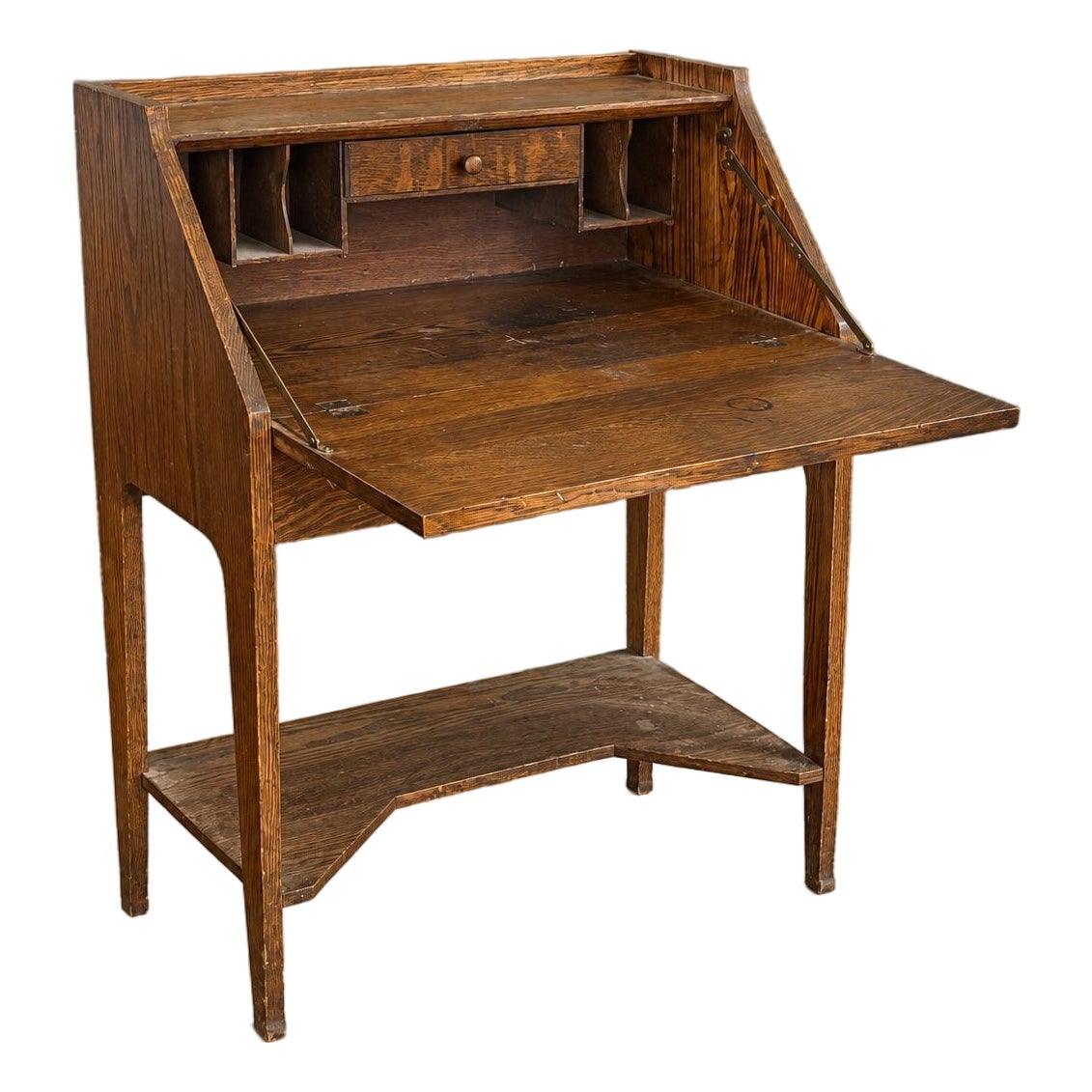 1920s Arts and Crafts Oak Drop Front Secretary Desk | Chairish