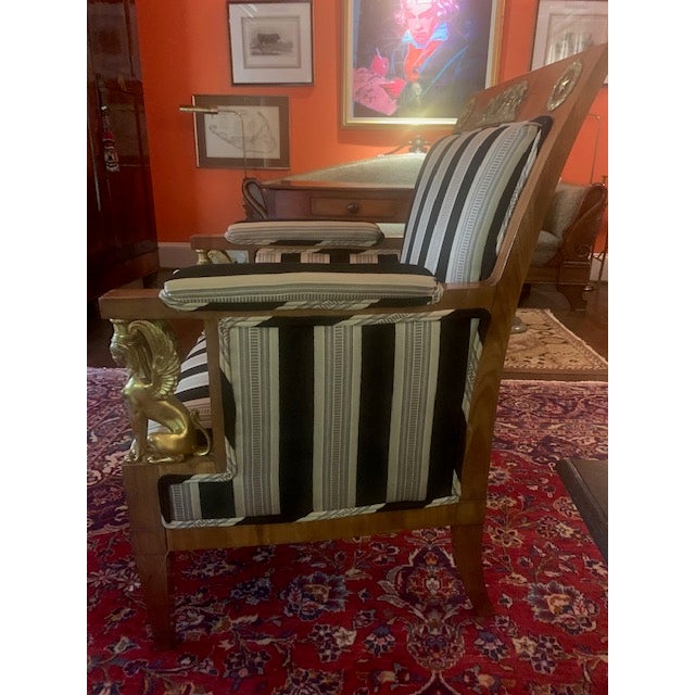 Pair Biedermeier Neoclassical Armchairs Bergeres, C 1835 For Sale - Image 10 of 11