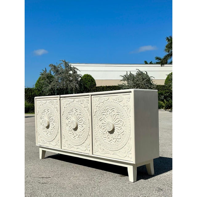 Boho Chic Vintage Hand Carved Credenza For Sale - Image 3 of 12