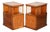 Flamed Hardwood & Brown Leather Sliding Book Tables, Set of 2 For Sale