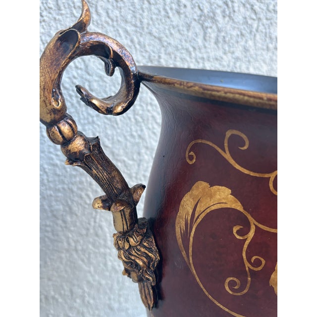 Traditional Tall Scarlet Red Vintage Decorative Urn For Sale - Image 3 of 11