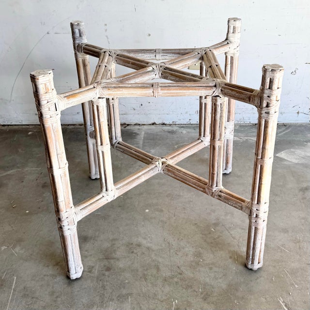 Late 20th Century Vintage Boho Chic Bamboo McGuire Style Table Base For Sale - Image 5 of 8