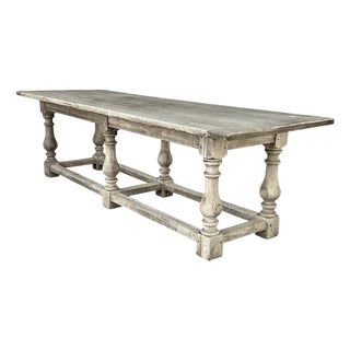 English Jacobean Style Bleached Oak Dining Table, Late 19th Century For Sale