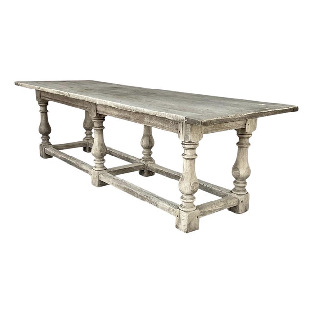 English Jacobean Style Bleached Oak Dining Table, Late 19th Century For Sale