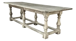 English Jacobean Style Bleached Oak Dining Table, Late 19th Century