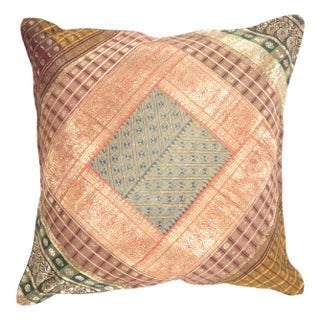 Pasargad DC Vintage Sari Silk Square Pillow Case For Sale