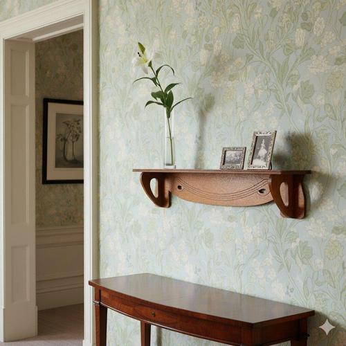 Art Nouveau oak shelf. Italy, early 20th century. This piece is attributed to the mentioned designer/maker. It has no...