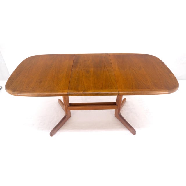 Late 20th Century Danish Mid Century Modern Teak Dining Table w/ 18" Pop Up Hide Away Leaf MINT For Sale - Image 11 of 18
