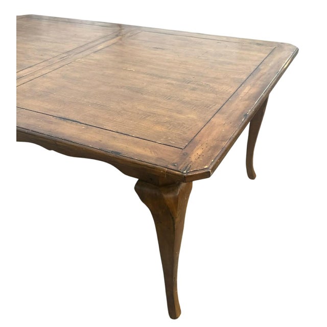 French Country Ballard Designs 'Avignon' Dining Table 67” X 44" X 30" Extending to 103” - Solid Birch With Distressed Oak Veneer - Early 21st Century For Sale - Image 3 of 7