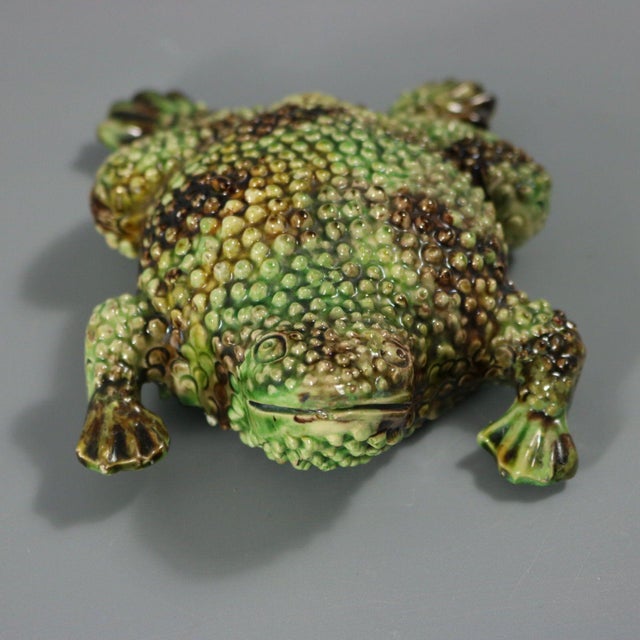 Victorian Portuguese Majolica Palissy Toad Wall Figure For Sale - Image 3 of 6